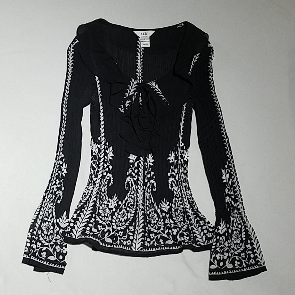 Black and White Shear Blouse